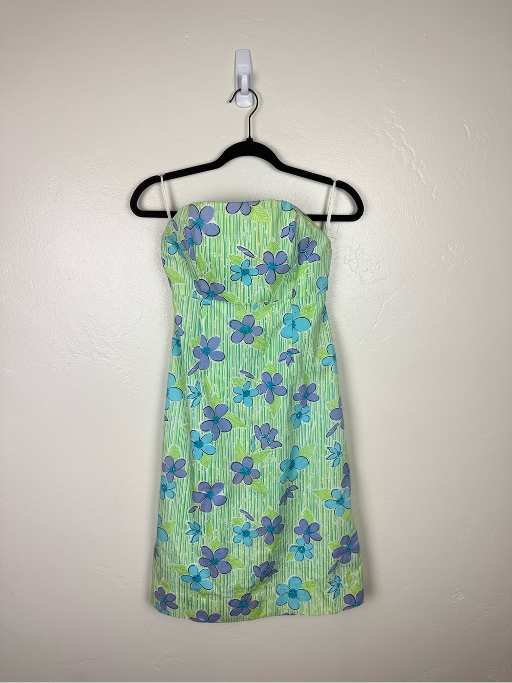 Lilly Pulitzer Strapless Floral Bow Back Cotton Dress Size 2 Y2K